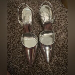 DKNY Silver Pointed Toe Heel